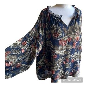 Ava James stitch fix Marbella cinched ruffle sleeve blouse top 3X